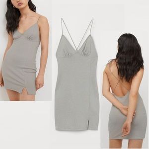 ❤️H&M sparkly silver backless Cross-back spaghetti strap party dress